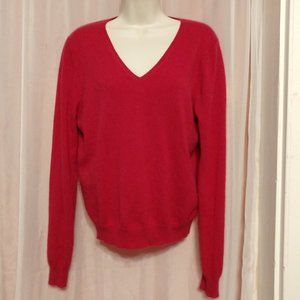 Two Ply Cashmere Red V-Neck Sweater
